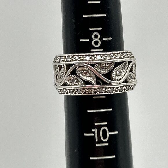 Sterling Silver 925 ADI Wide CZ Eternity Band Ring Missing One Stone - Picture 10 of 14